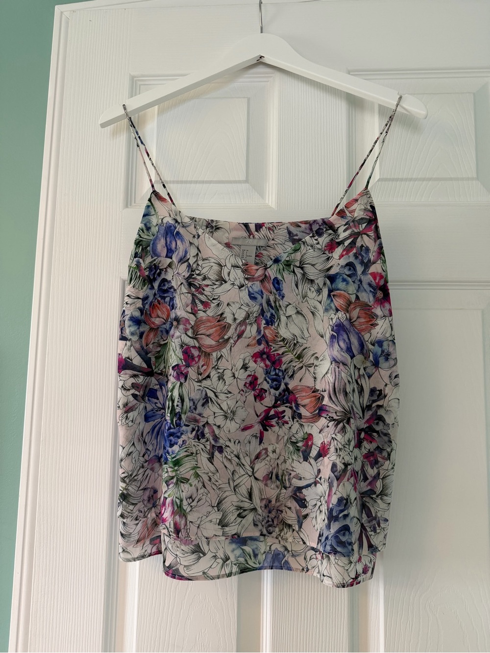 H&M Floral Spaghetti Strap Cami — Blue, Pink, Green